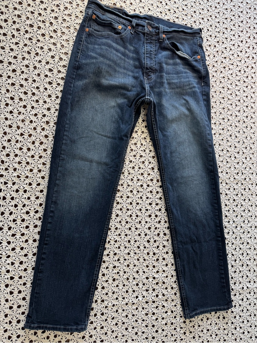 Levis 505 Regular Fit Jeans Mens 34x32 Dark Wash Blue Denim Straight Leg